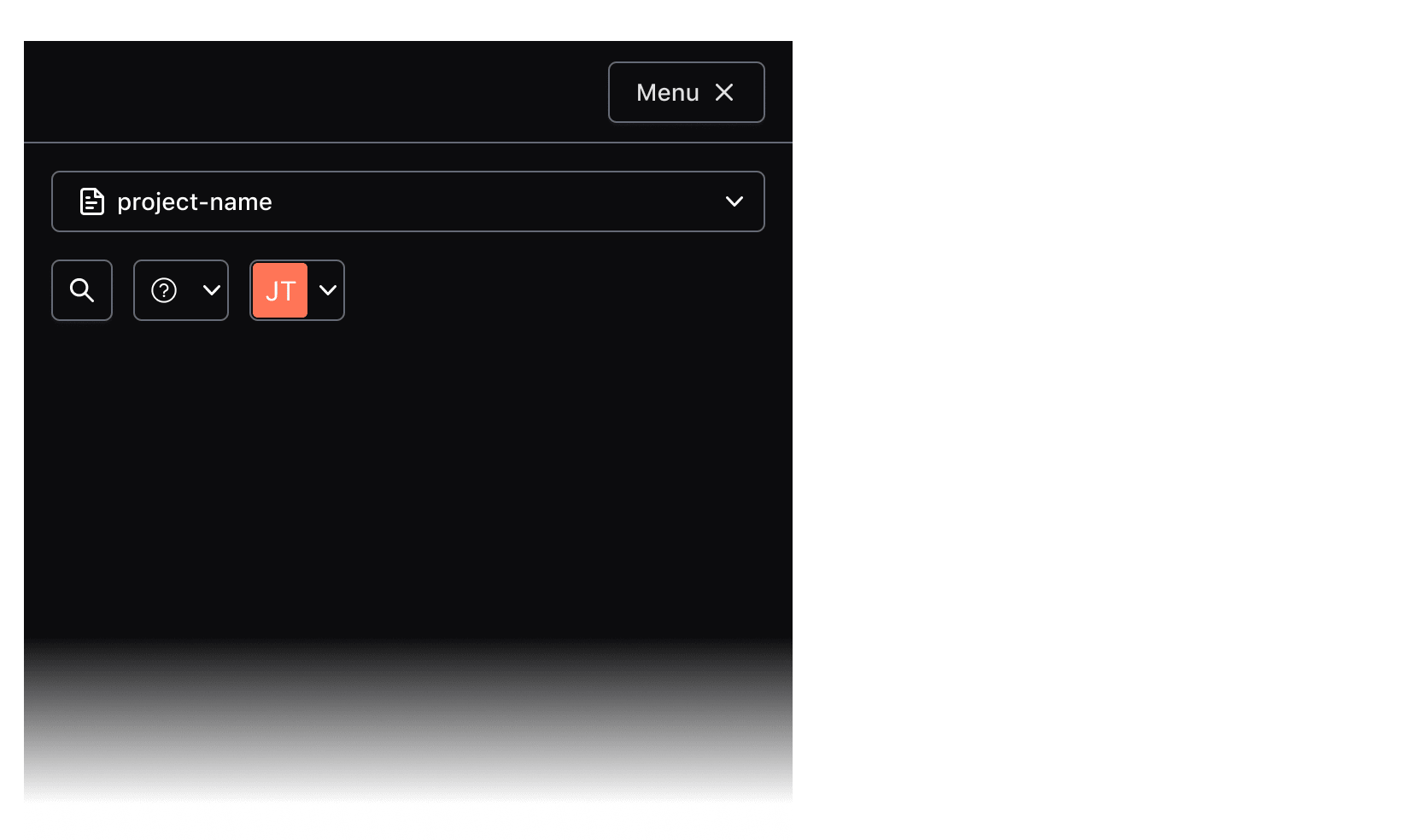 Example of the App Header menu at smaller viewports