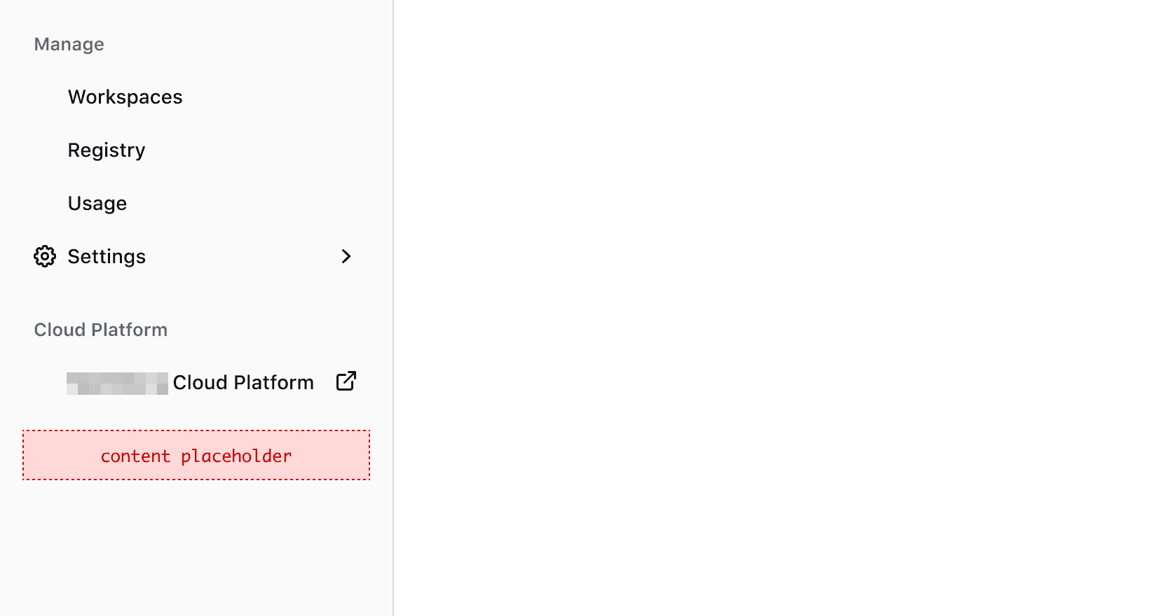 Generic container within the App Side Nav body