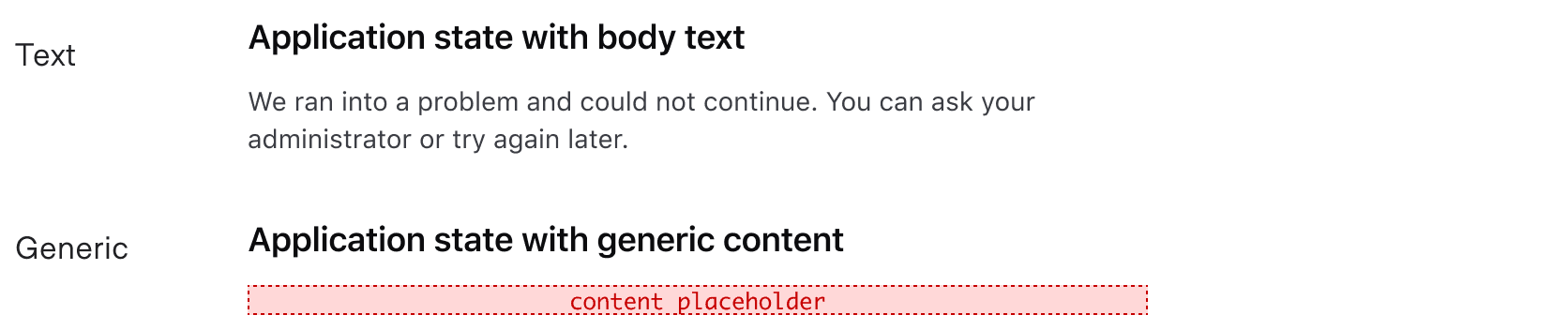 Showing two different kind of body content types, one as text and another as generic content