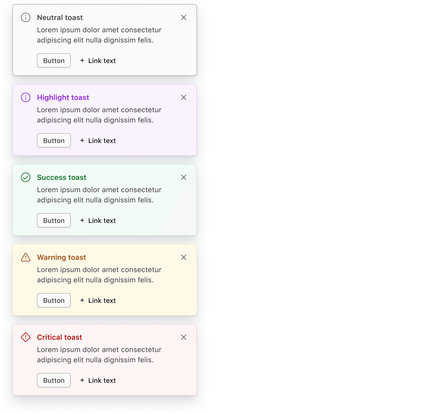 The color changes the background and title color: neutral is grey, highlight is purple, success is green, warning is orange, critical is red.