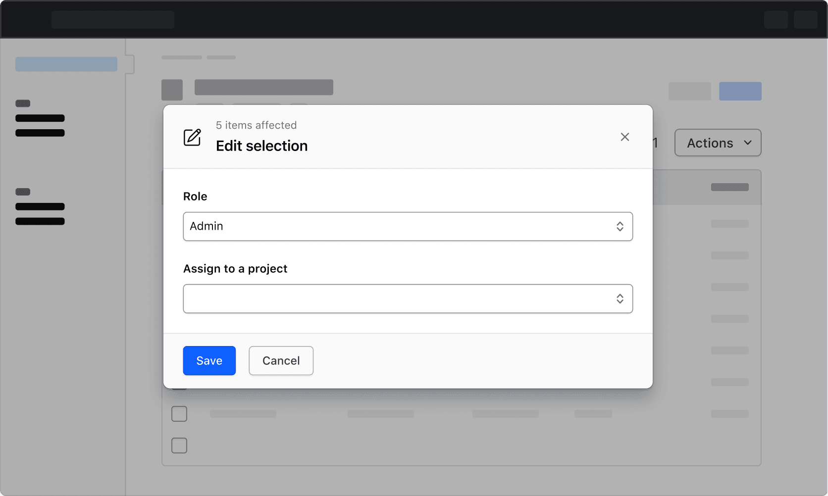Editing results in a Modal